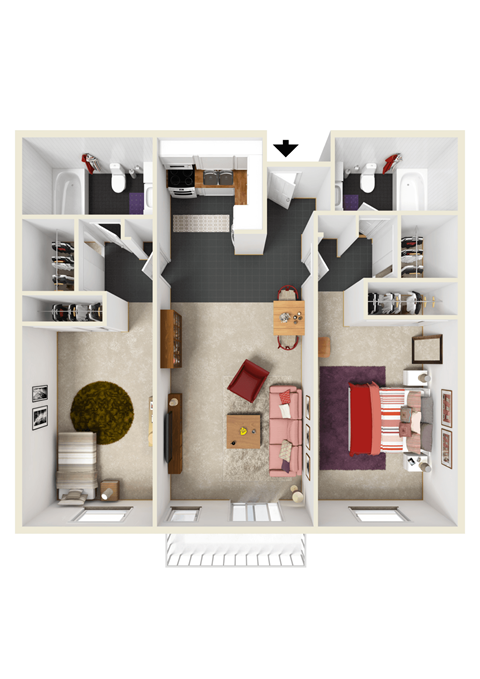 3 CV 2x2 3D Floorplan_Furnished
